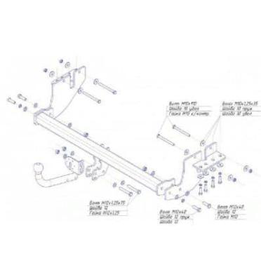 Фаркоп (ТСУ) для MITSUBISHI Lancer 2007-2012 съемный шар на двух болтах 1.2тонны Босал